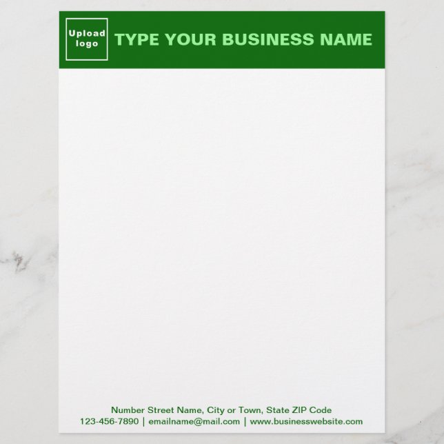 Green Header and Texts on Footer of Business Custom Letterhead (Front)