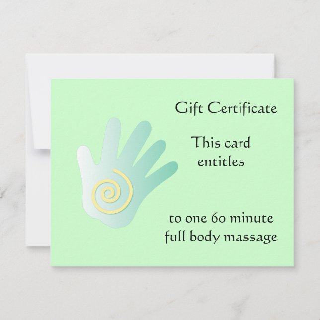 Green Healing Hand Gift Certificate (Front)