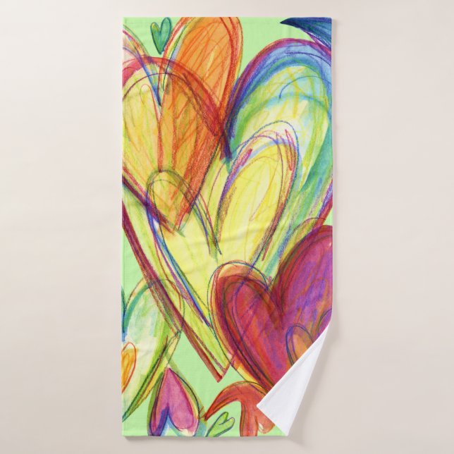 Green Healing Hearts Art Towel (Bath Towel)