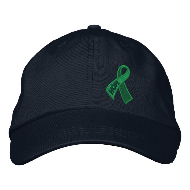Green Health Hope Ribbon Awareness Embroidered Hat (Front)