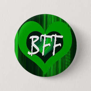 GREEN HEART 6 CM ROUND BADGE