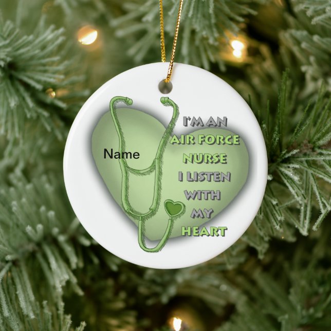 Green Heart Air Force Nurse Ceramic Tree Decoration (Tree)