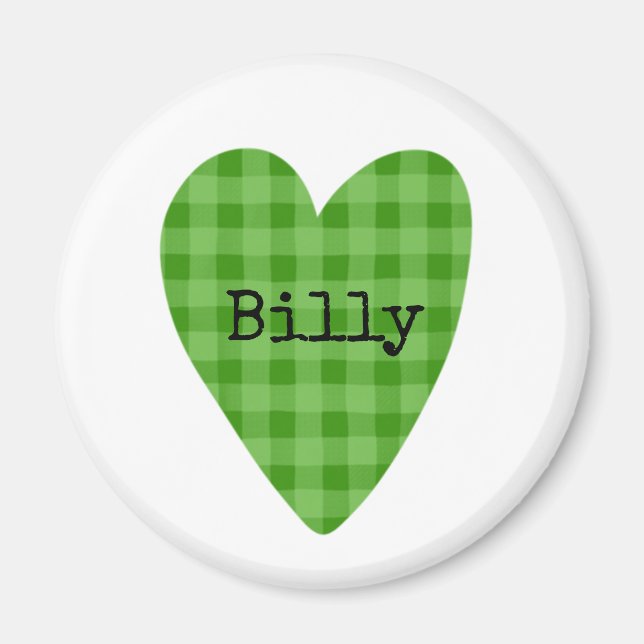 Green Heart Art Kids NAME Family Grandparents Fun Magnet (Front)