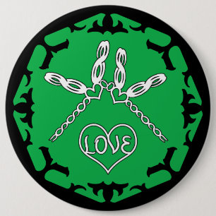 Green Heart Chakra "Love" Dragonfly Design 6 Cm Round Badge