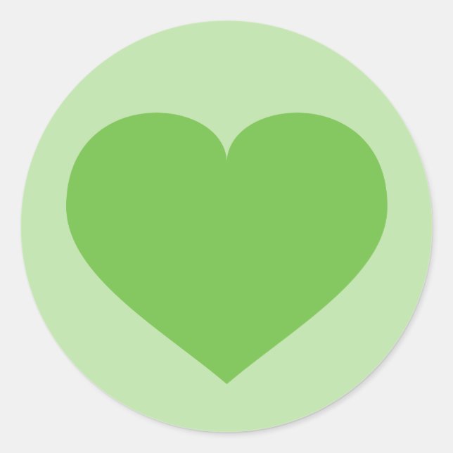 Green Heart Classic Round Sticker (Front)