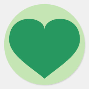 Green heart classic round sticker