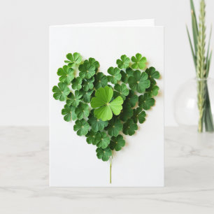 Green Heart Clover Love Card