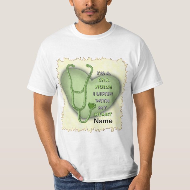 Green Heart CNA Nurse T-Shirt (Front)