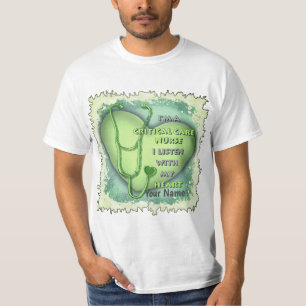 Green Heart Critical Care Nurse  T-Shirt