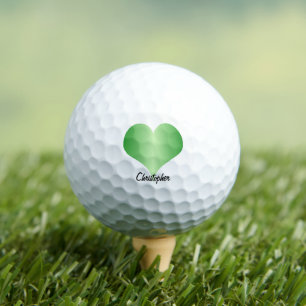 Green Heart Design Personalised Golf Balls