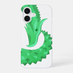 Green heart dragon on white iPhone 16 case
