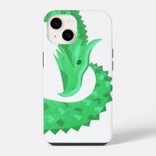 Green heart dragon on white iPhone 14 case