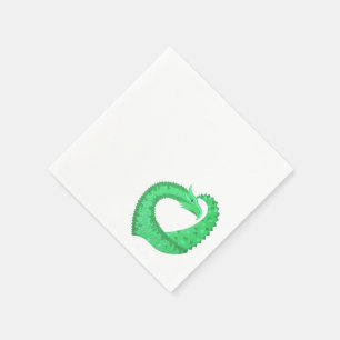 Green heart dragon on white napkin