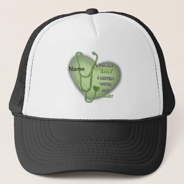 Green Heart EMT Trucker Hat (Front)
