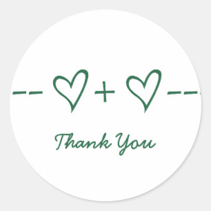 Green Heart Equation Thank You Stickers