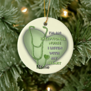 Green heart Exceptional Nurse  Ceramic Tree Decoration