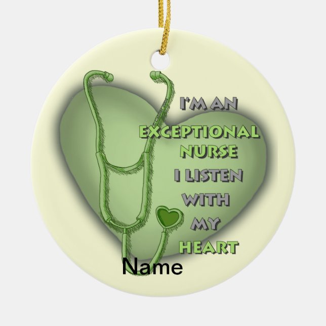 Green heart exceptional nurse  ceramic tree decoration (Front)