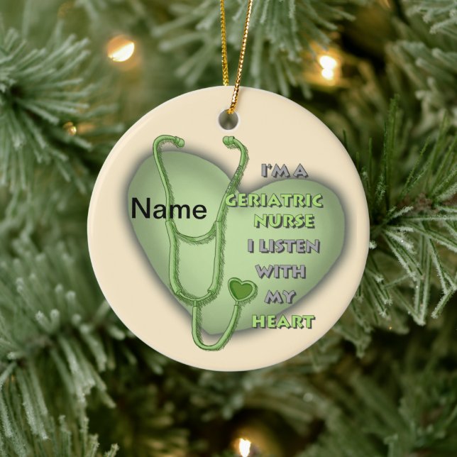 Green heart Geriatric Nurse Ceramic Tree Decoration (Tree)