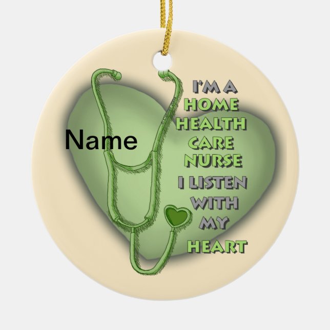 Green Heart Home Health Care Nurse Ceramic Tree Decoration (Front)