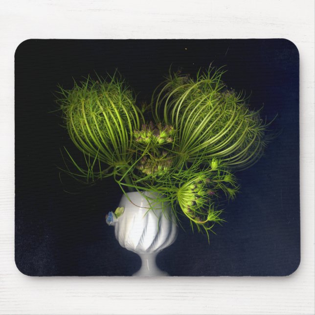 Green heart in black mouse mat (Front)