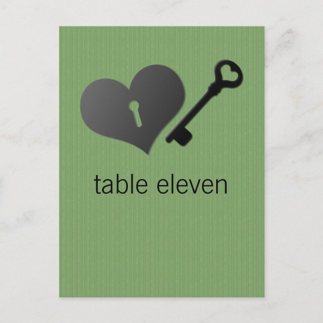 Green Heart Lock and Key Table Postcard (Front)