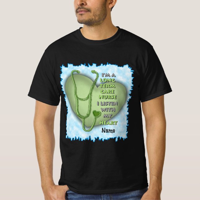Green Heart Long Term Care Nurse T-Shirt (Front)