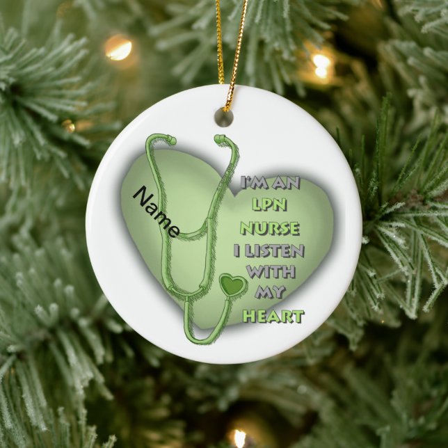 Green Heart LPN Nurse Ceramic Tree Decoration (Tree)
