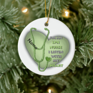 Green Heart LPN Nurse  ornament 