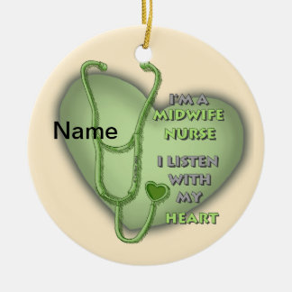 Green Heart Midwife Nurse Ceramic Tree Decoration