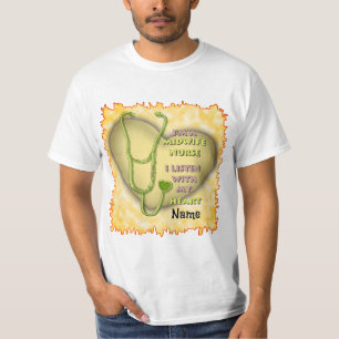Green Heart  Midwife Nurse t-shirt
