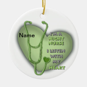 Green Heart Night Nurse Ceramic Tree Decoration