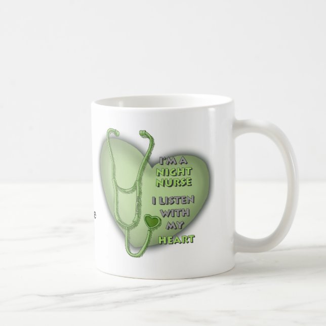 Green Heart Night Nurse Coffee Mug (Right)