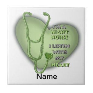 Green Heart Night Nurse Tile