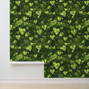 Green Heart Pattern Wallpaper