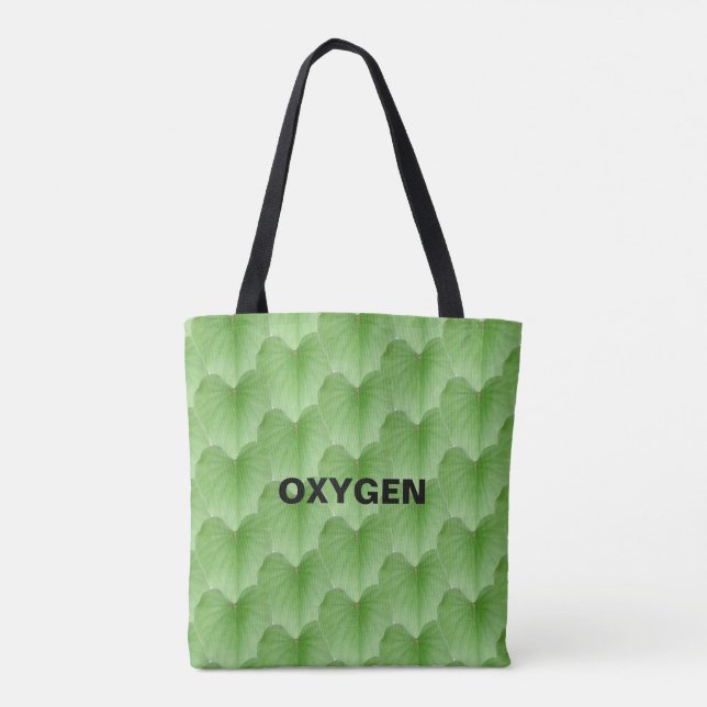 Green Heart Shape Leaf Pattern Tote Bag (Back)