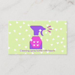 green Heart spray bottle cleaning washing Business Card