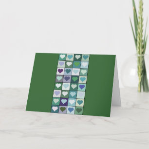 Green Heart Squares Holiday Card