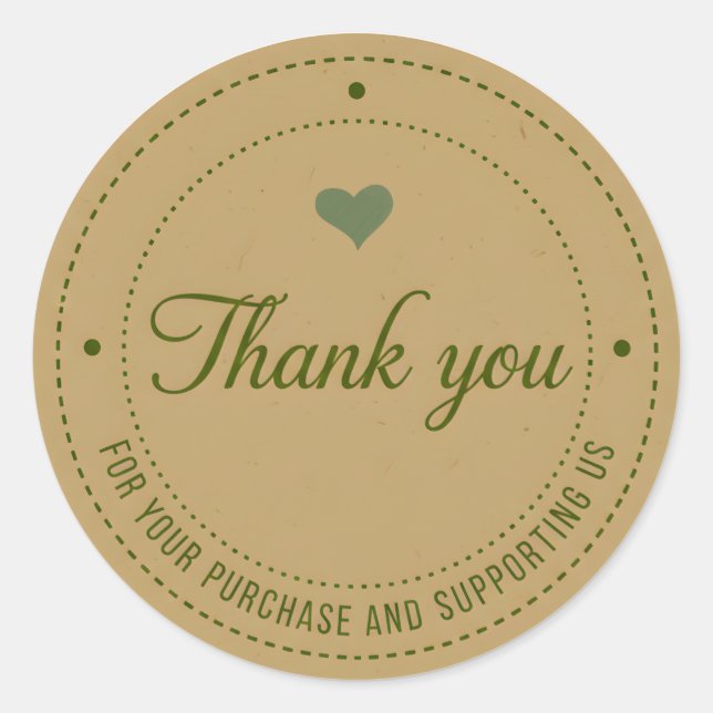 Green Heart Thank You Business Sticker (Front)