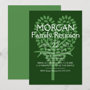 Green Heart Tree Family Reunion Invitation