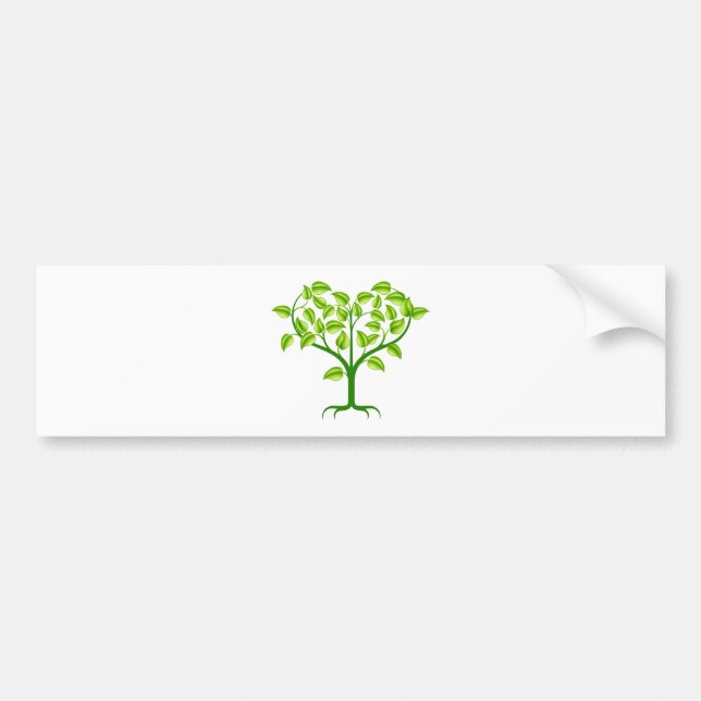 Green heart tree illustration bumper sticker (Front)
