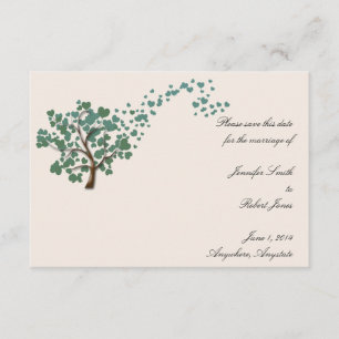 Green Heart Tree on Ivory Save the Date Invitation