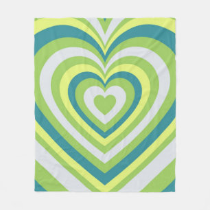 Green Heart Whimsical Valentine’s Day Gift Couple Fleece Blanket