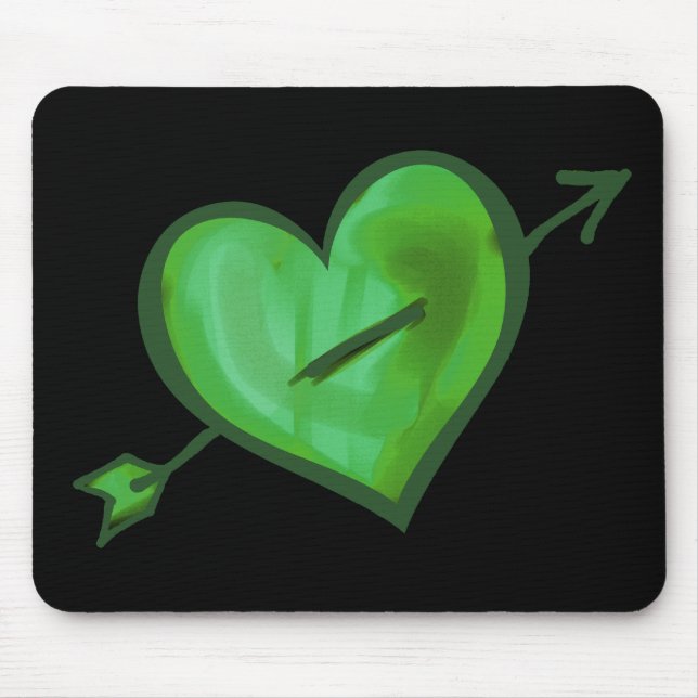 Green Heart with Arrow Mouse Mat (Front)