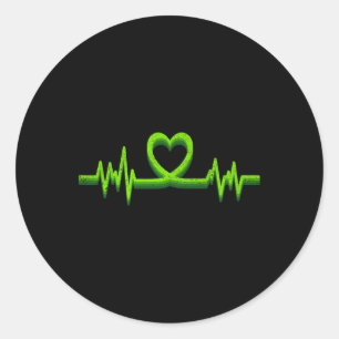 Green Heartbeat Mental Health Awareness For Mens K Classic Round Sticker