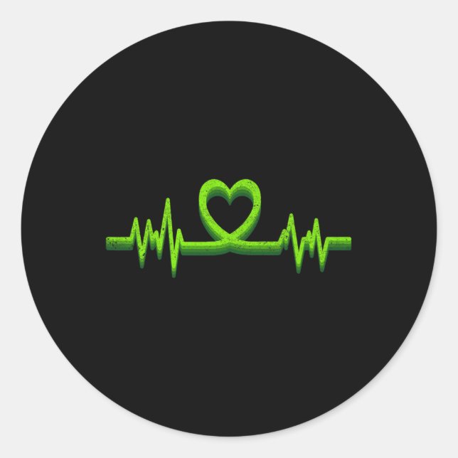 Green Heartbeat Mental Health Awareness For Mens K Classic Round Sticker (Front)