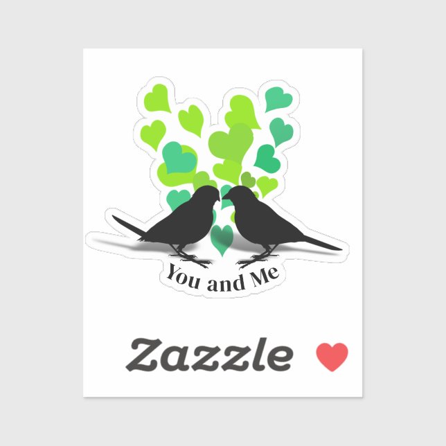 Green Hearts Love Birds Valentine (Sheet)