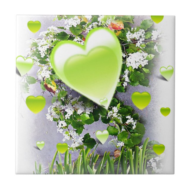 Green Hearts of Love_ Tile (Front)