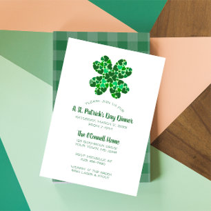 Green Hearts Shamrock St. Patricks Day Party Invitation