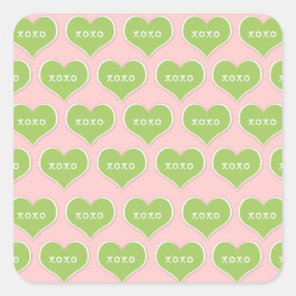Green Hearts "XOXO" Sticker Sheets