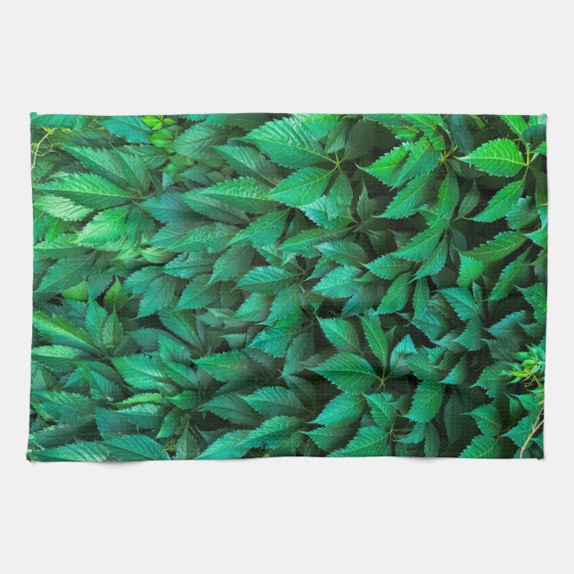 green hedge background parthenocissus pattern text tea towel (Horizontal)
